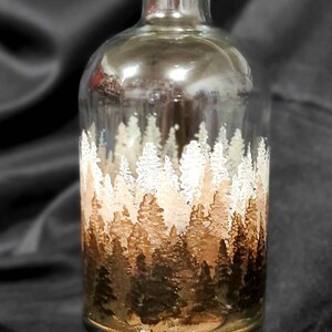 25oz Hand-Painted Whiskey/Bourbon Decanter Forest Design Browns