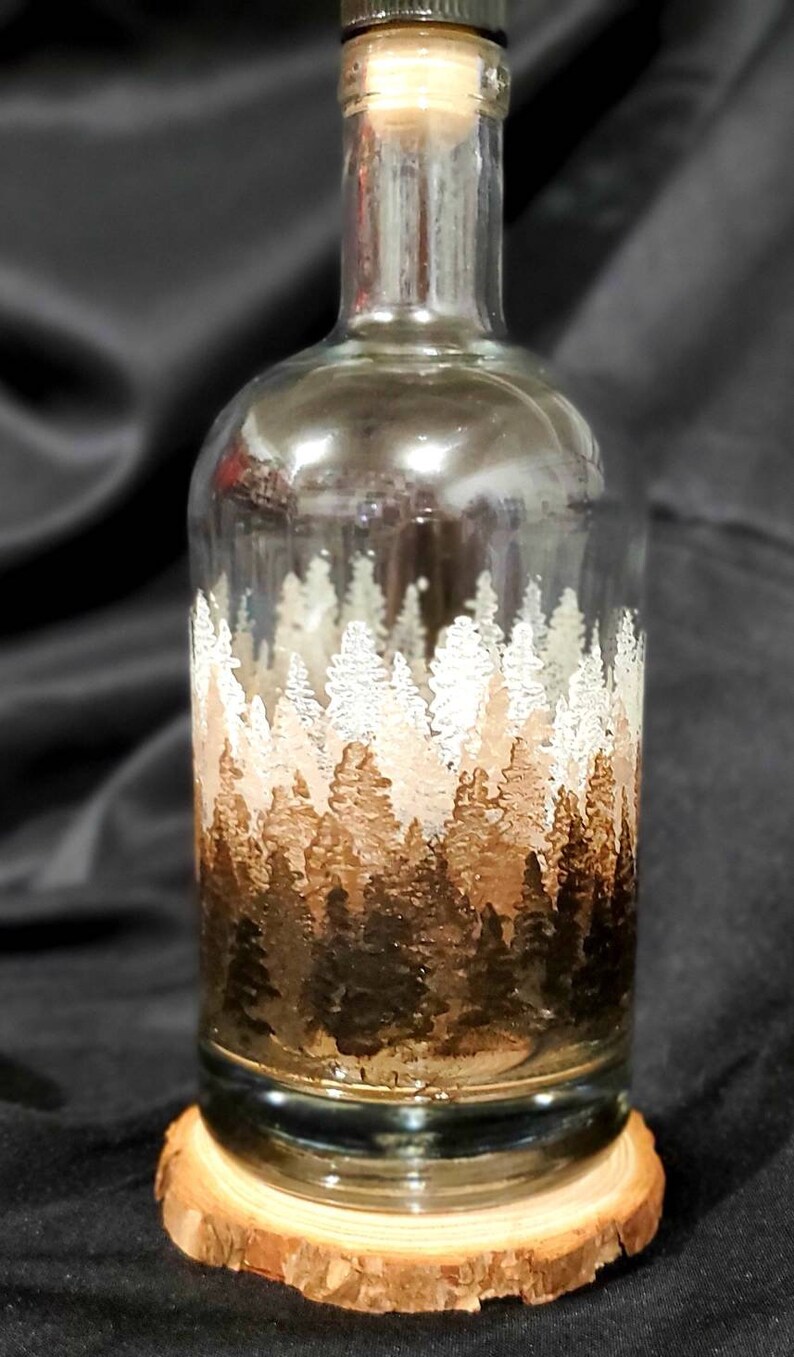 25oz Hand-Painted Whiskey/Bourbon Decanter Forest Design image 7