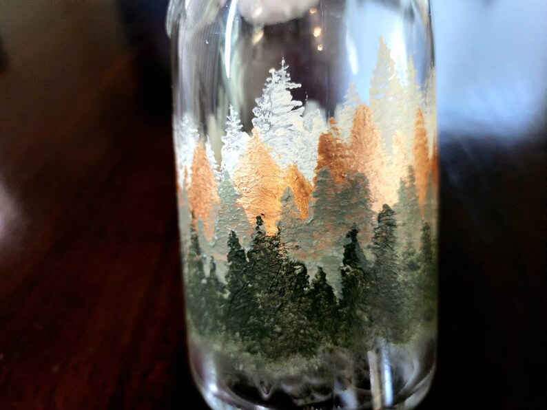 25oz Hand-Painted Whiskey/Bourbon Decanter Forest Design image 5