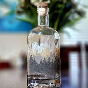 25oz Hand-Painted Whiskey/Bourbon Decanter Forest Design image 4