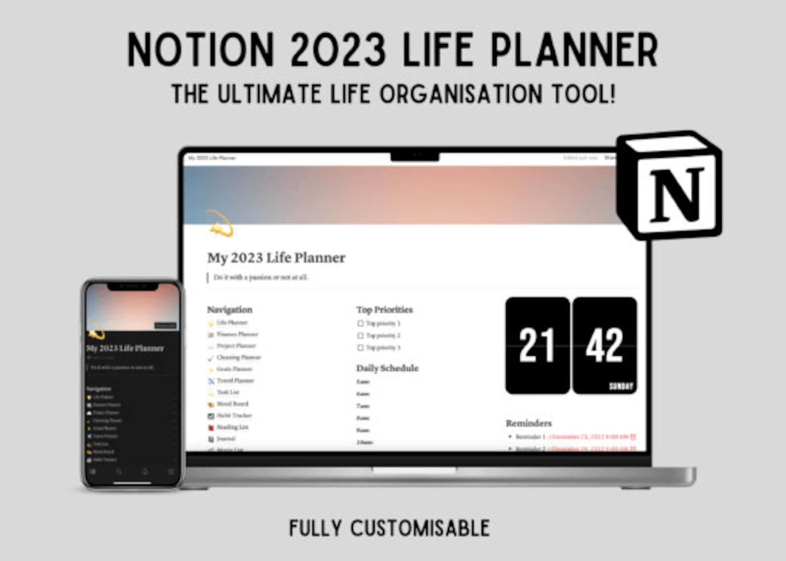 Notion Template, 2023 All in One Template Notion Dashboard, Notion ...