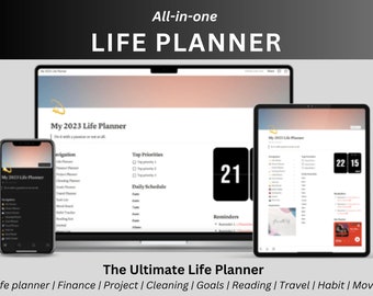 Notion Template, 2023 All in One Template Notion Dashboard, Notion Extended Life Planner Ultimate Notion Calendar, Digital Planner Aesthetic