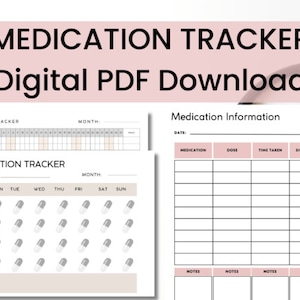 Medication Tracker Printable Daily Medication Log, Medication List Medication Template, Medication chart Medicine Tracker, Medication intake
