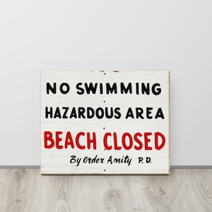 Beach Closed JAWS inspired Canvas Wall Art Chief Brody