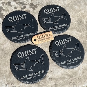JAWS Inspired Quint Slate Drinks Coasters With Limited Quint Key Fob