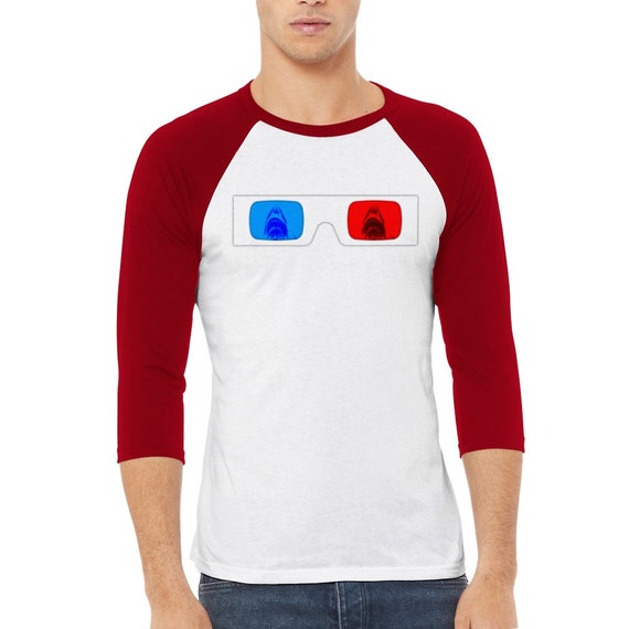 JAWS 3D Glasses Unisex 3/4 Sleeve 