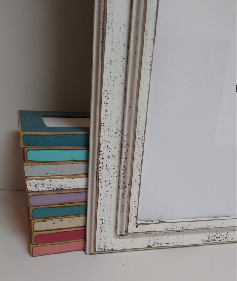 Canvas Picture Frame, colorful frame, weathered frame, Shabby Frame, rustic Distressed frame, Colored Barn wood, 2.3/8 wide image 4