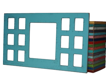 Collage Multiple opening picture frame with 1-8"X10" and 12 Large Wallets (2-1/2"X3-1/2")