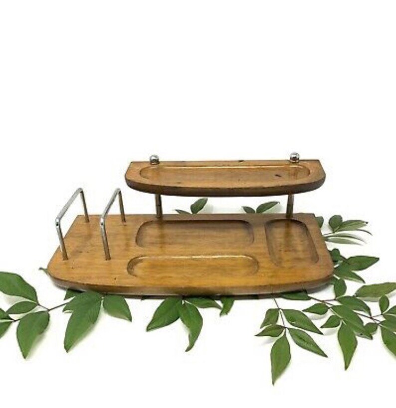 Vintage Farrington Wood Desk Valet Dresser Organizer 2 Tier Etsy