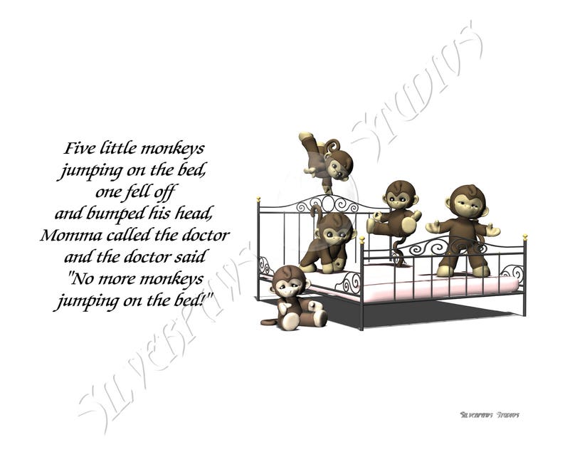 Nursery Rhyme - Five Little Monkeys - Etsy