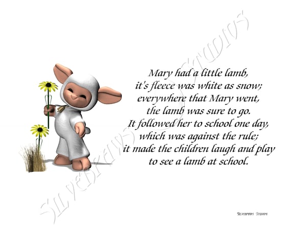 Nursery Rhyme - Mary Had A Little Lamb - Etsy