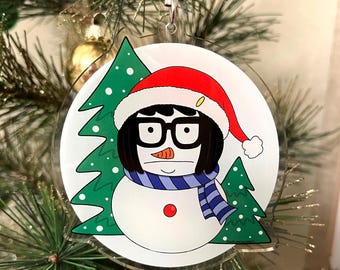 Bob's Burgers Tina Inspired Christmas Ornament - Acrylic, Double Sided, Snowman