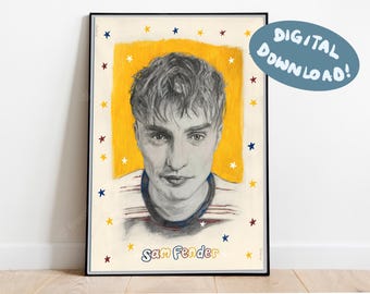 Sam Fender poster illustration A4 digital download print