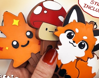 Apriscatole Liftie Fall per artrite e unghie lunghe / Apriscatole Pop Tab accessibile / Graziosi disegni di volpe, fungo e foglia d'acero / Accogliente regalo autunnale