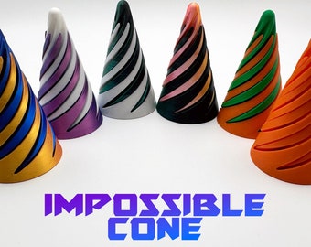 Impossible Cone Spiral Fidget Toy, 3D Printed, Stress and Anxiety Relief, Desk Toy