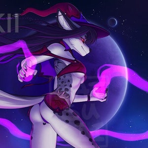Black Magic Anthro Pinup Art – Sexy Furry Print | Postcard – 5x7 Wall Decor
