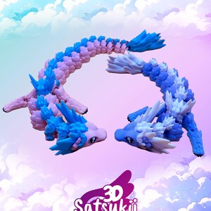 3D Printed Articulated Dragon | Coatl Cutie Fidget Toy | Crystal Multicolor Rainbow Decor