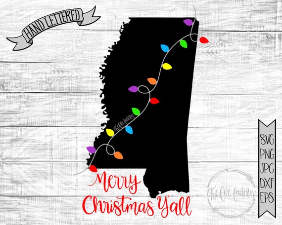 Merry Christmas Y'all Mississippi Christmas Lights SVG / | Etsy