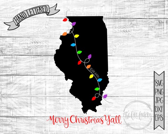Download Free Merry Christmas Illinois Christmas Lights Svg Merry Etsy SVG DXF Cut File