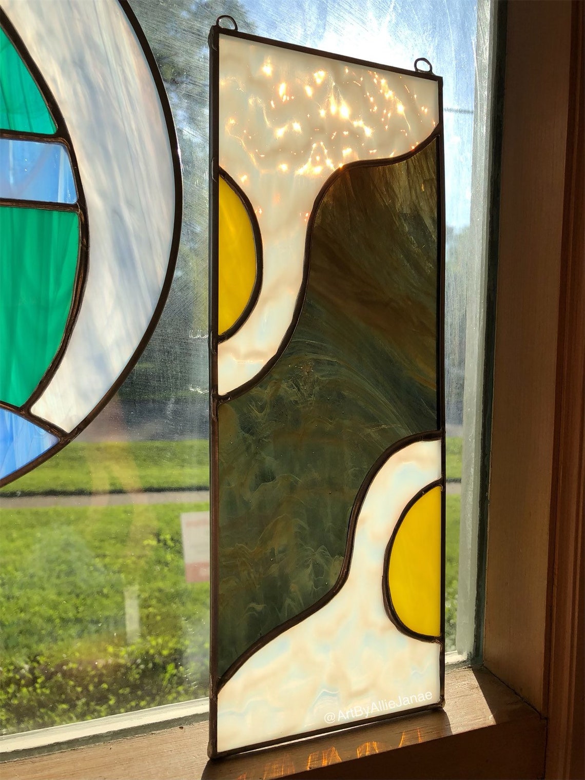 Egg Rectangle stained glass panel / suncatcher Etsy