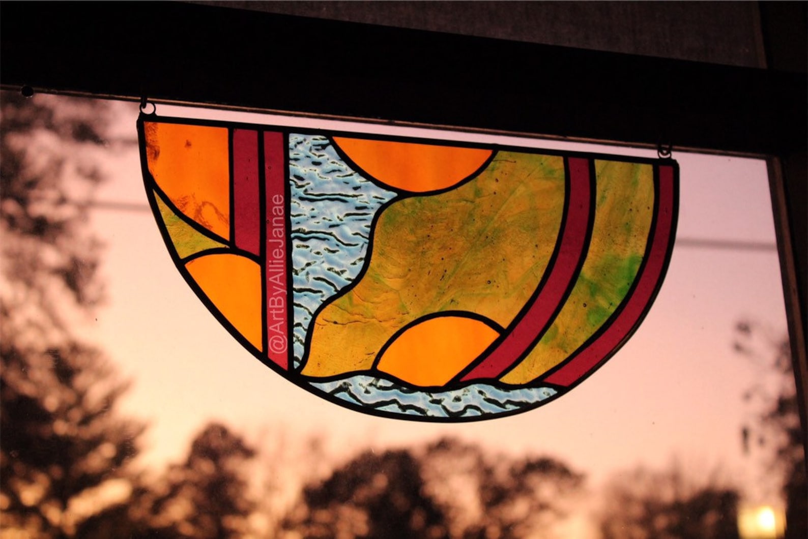 Half circle stained glass panel Etsy