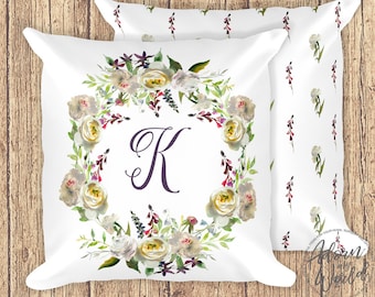 Letter Pillow, Initial Pillow, Personalized Gift, Floral Pillow, Monogrammed Pillow, Initial Cushion, Pillow With Initial, Custom Pillow