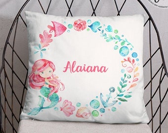 Mermaid Name Pillow, Personalized Name Pillow, Custom Name Cushion, Baby Girl Gift, Mermaid Throw Pillow, Gift For Girl, Mermaid Nursery