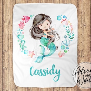 Artsadd Mermaid Blanket with Name Photo Custom Mermaid Gifts for Girls  Personalized Mermaid Blanket Gifts for Kids Girls Toddler Birthday Gifts