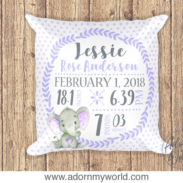 Birth Stats Pillow, Custom Birth Pillow Girl, Birth Announcement Pillow, Personalized, Birth Announcement Cushion, Girls Birth Stat Pillow,