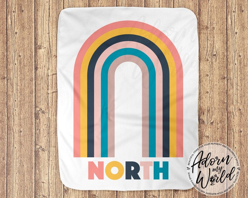 Rainbow Baby Blanket Baby Name Blanket Personalized Baby Etsy