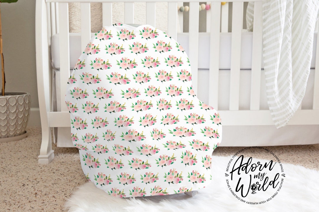 Car Seat Cover Girl Car Seat Canopy Floral Pink Flowers for Etsy