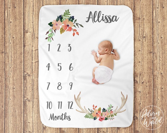baby girl monthly milestone blanket
