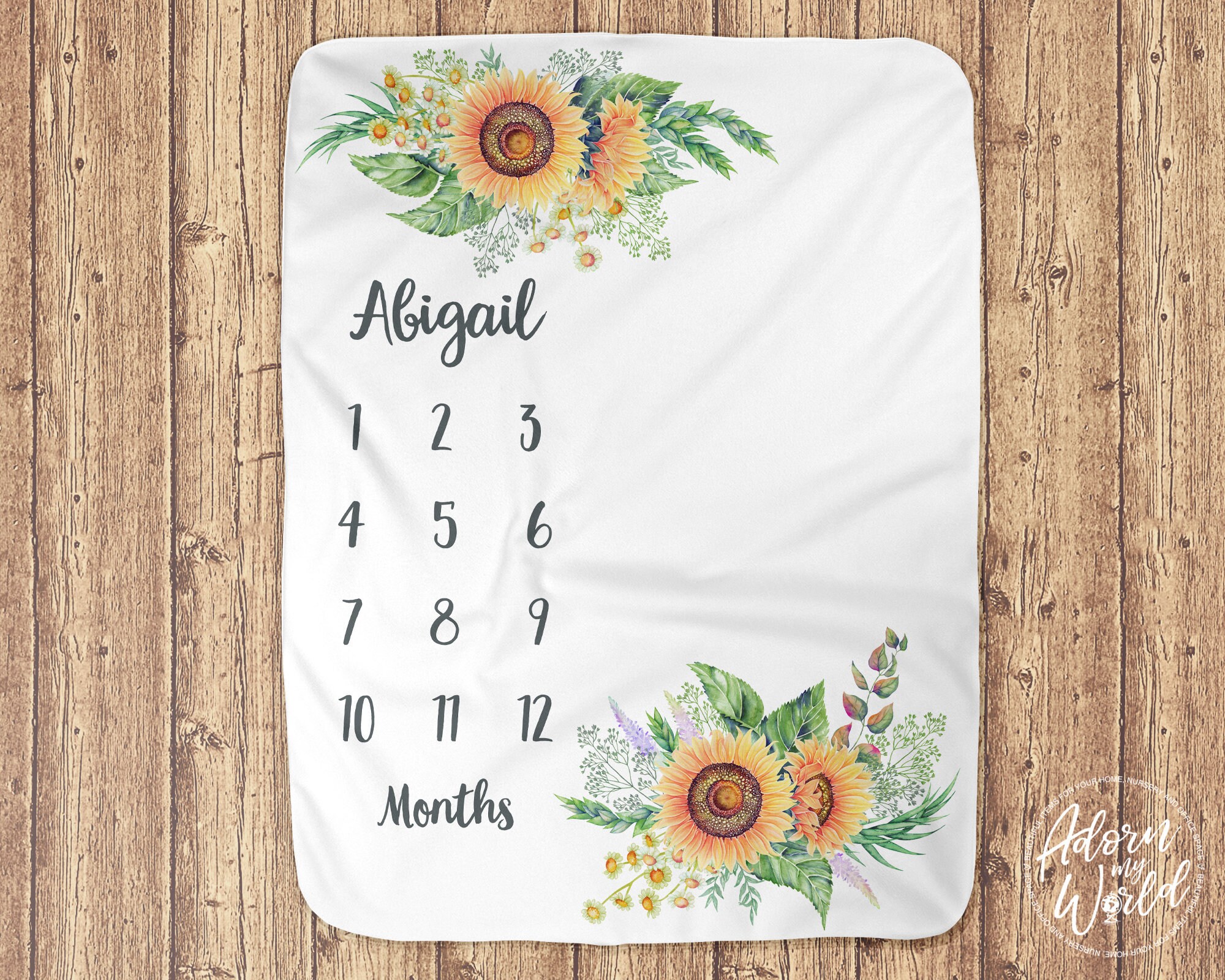 Sugar + Maple Garden Floral Frame Milestone Blanket - Personalized