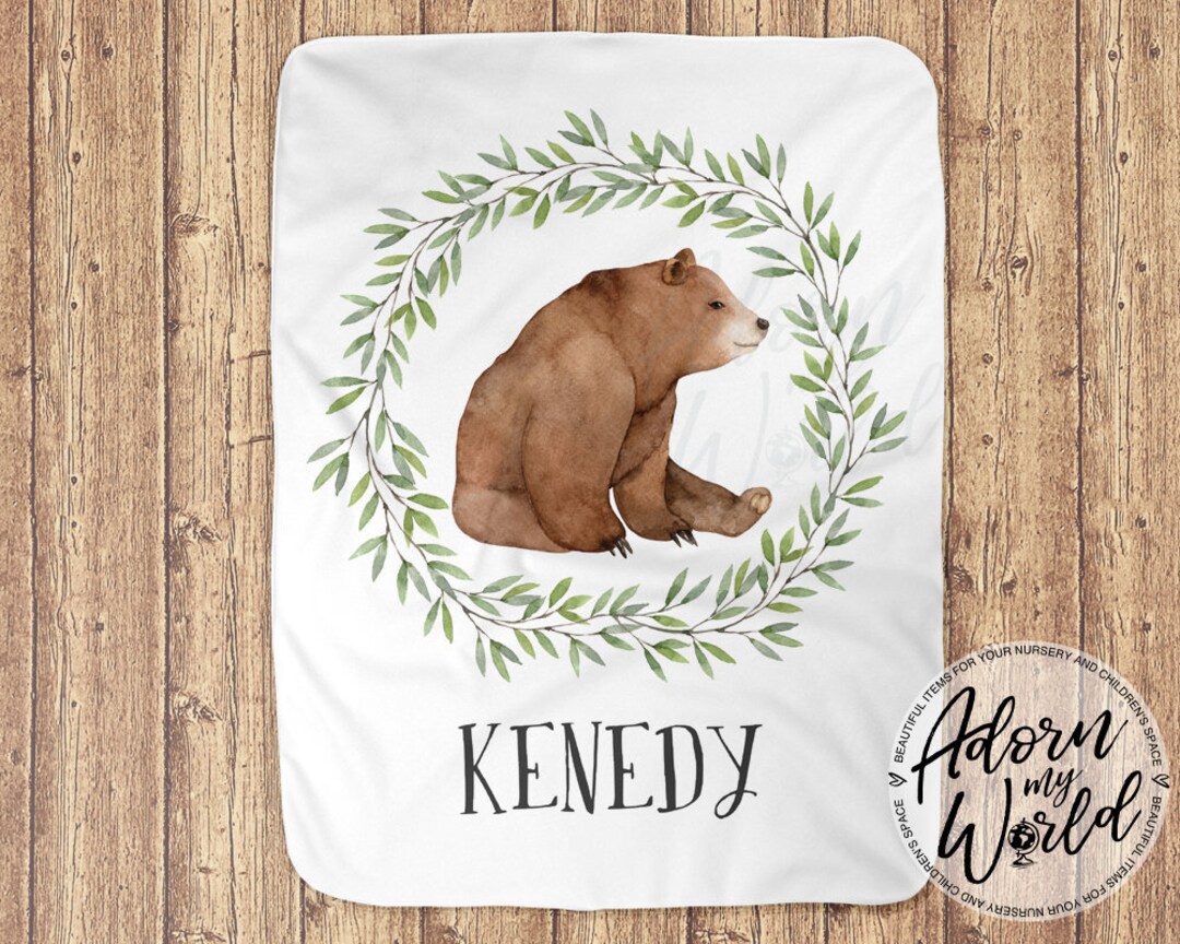 Personalized Baby Blanket, Bear Baby Blanket, Baby Name Blanket, Bear