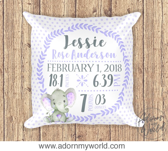 Birth Stats Pillow Custom Birth Pillow Birth Announcement PillowFREE SHIPPING