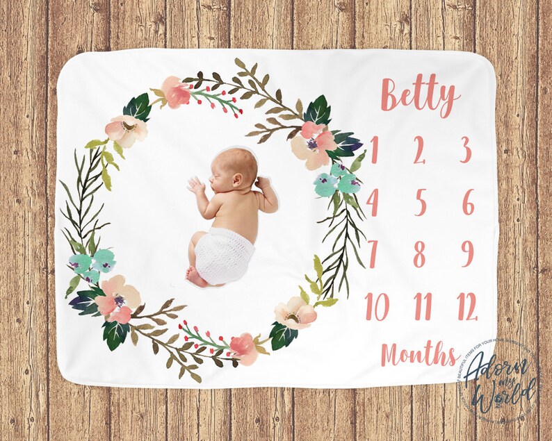 Baby Month Blanket Baby Milestone Blanket Personalized Baby Etsy