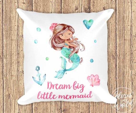 Dream Big Little Mermaid, Mermaid Cushion, Mermaid Pillow, Girls Nursery  Decor, Mermaid Gifts, Baby Girl Gift, Girl Nursery Pillow, 