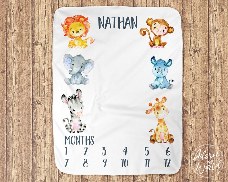 Safari Milestone Blanket Monthly Milestone Blanket Jungle Etsy