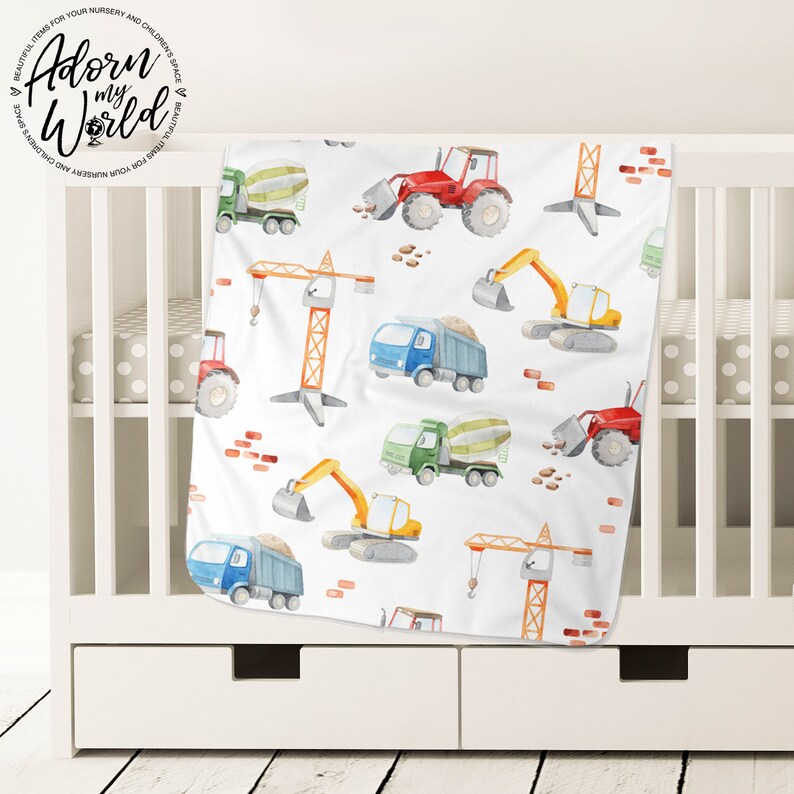 CONSTRUCTION VEHICLE Blanket Nursery Bedding Truck Baby Etsy