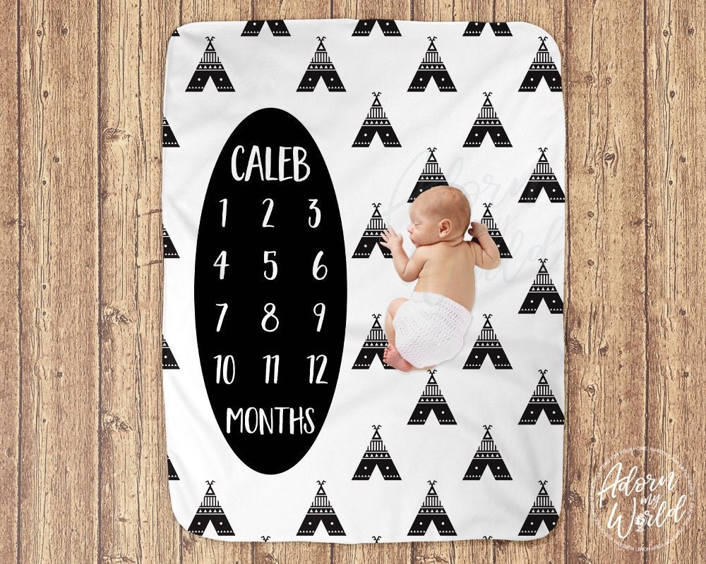 Teepee Milestone Blanket Teepee Month Blanket Monthly Baby Etsy UK