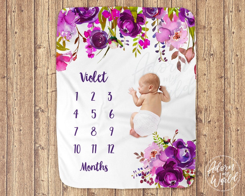 Baby Milestone Blanket Personalized Baby Girl Blanket Etsy UK