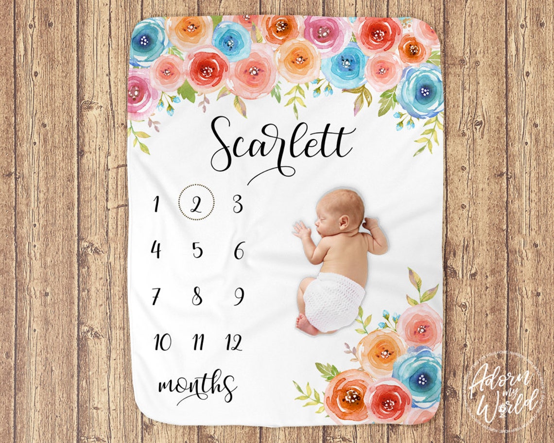 Personalized Baby Milestone Blanket Custom Made Baby Girl Etsy UK