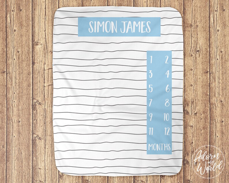 personalized milestone blanket boy