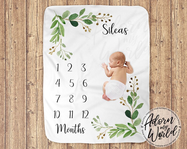 Monthly Milestone Blanket Boy Milestone Blanket Plants Etsy