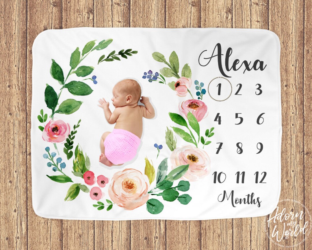 Floral Milestone Blanket Milestone Blanket Girl Baby Etsy