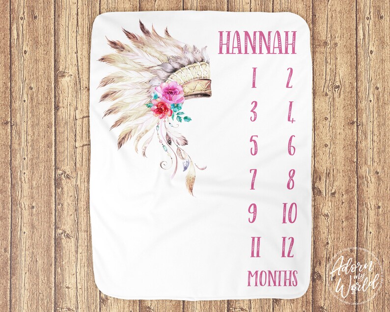 Baby Girl Milestone Blanket Tribal Blanket Baby Month Etsy
