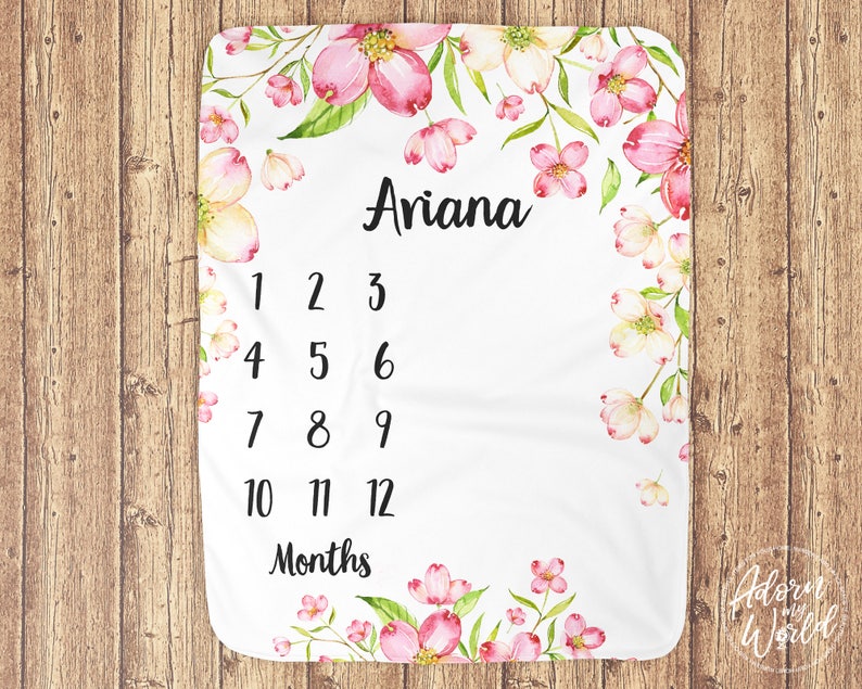 Baby Milestone Blanket Baby Month Blanket Baby Girl Blanket Etsy UK