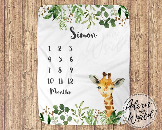 Giraffe Milestone Blanket Giraffe Baby Gift Baby Month Blanket