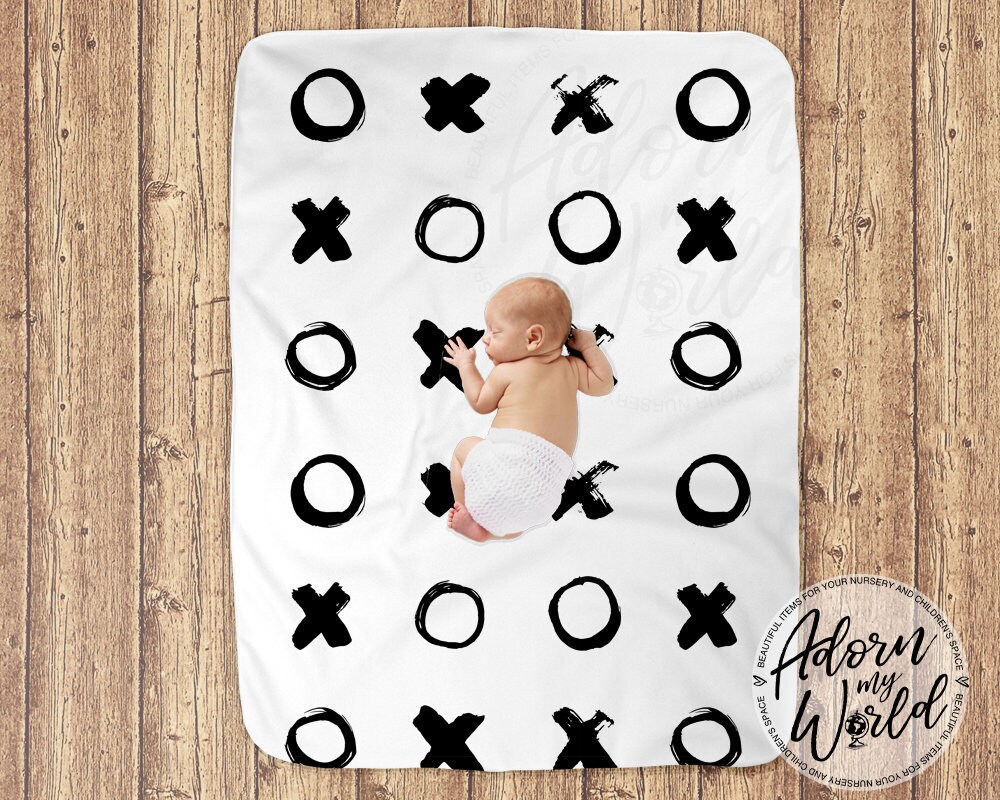 XO Baby Blanket Black and White Modern Baby Blankets Etsy