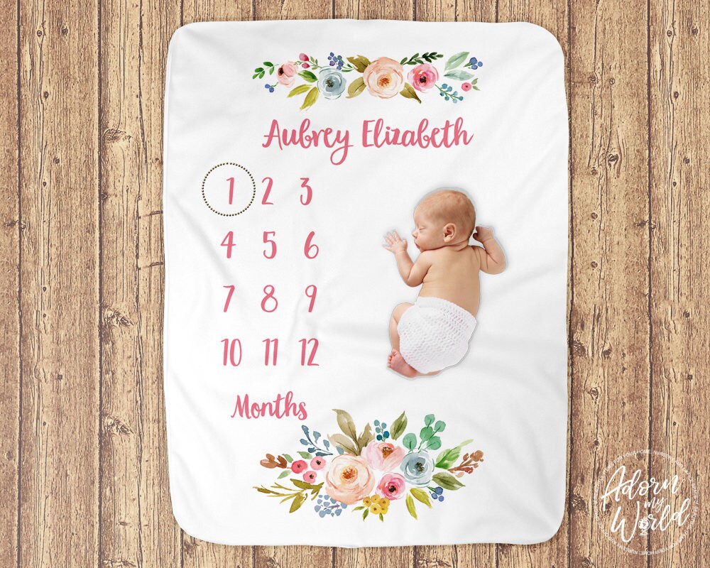 Milestone Blanket Baby Month Blanket Milestone Blanket Girl Etsy UK